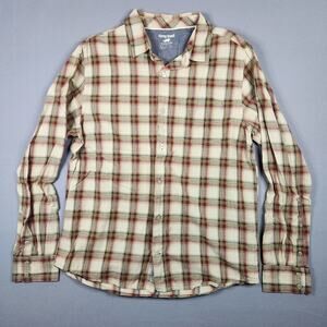 Horny Toad Men's Medium Long sleeve button up organic 100% cotton plaid shirt